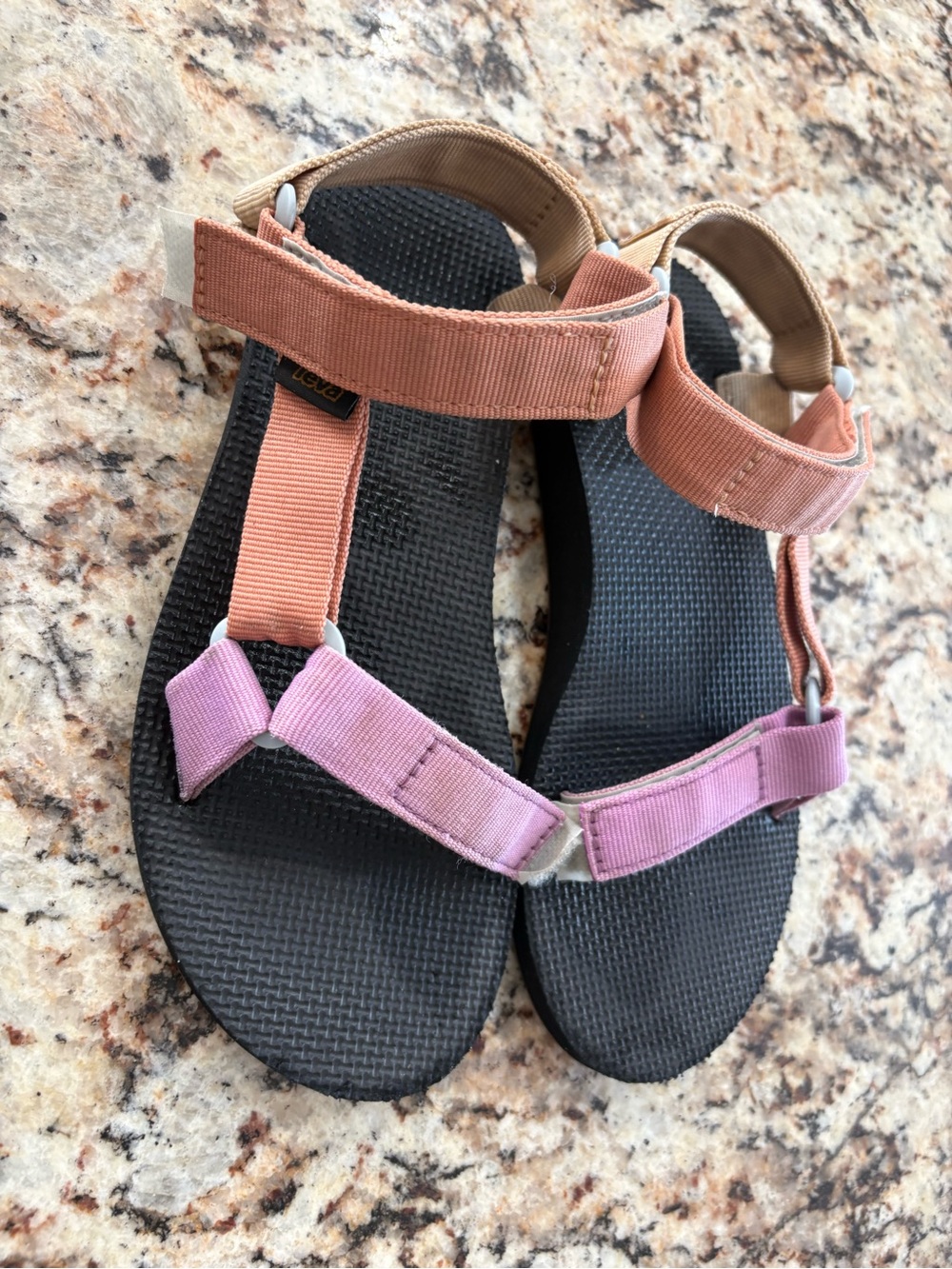 Teva Women's Pink and Tan Adjustable Strap Sandals